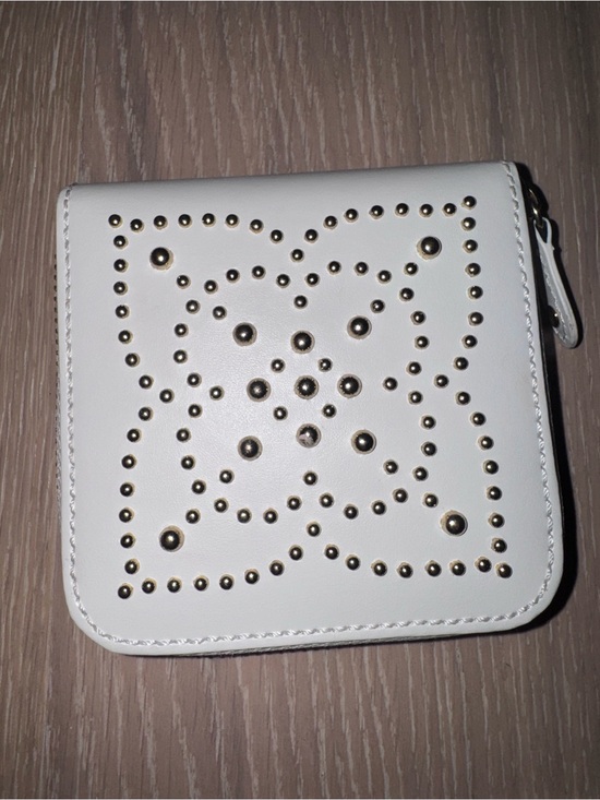 WOLF Handbags - WOLF White Studded Zip Wallet with Gold Accents